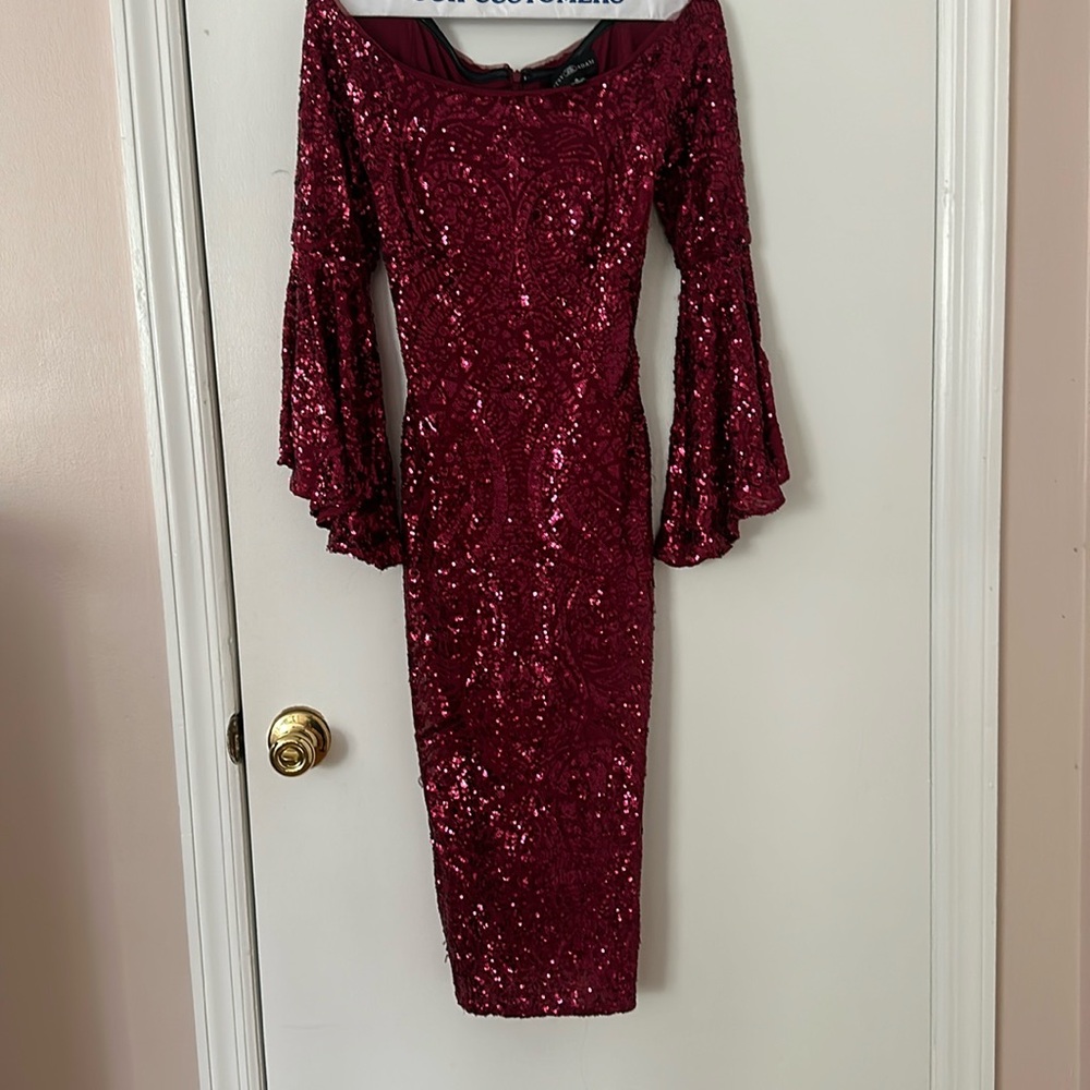 Bordeaux/ red sequin midi dress